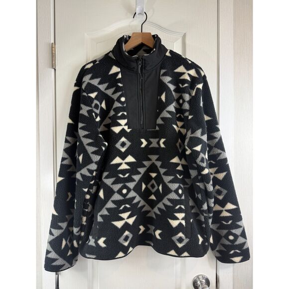 Old Navy Men's Cozy Sherpa Half Zip Mock-Neck Fleece Pullover Aztec Print Size L - Picture 1 of 11